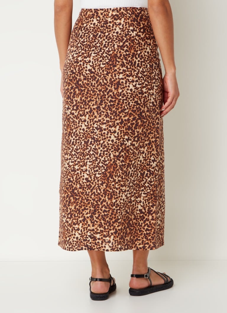 Whistles  Marble midi rok in lyocellblend met split en panterprint