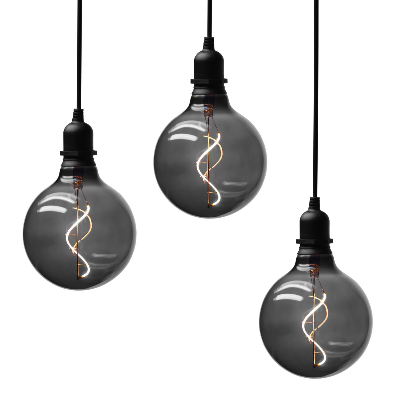 Weles 3er Set Glaskugel Glow smokey mit Netzstecker