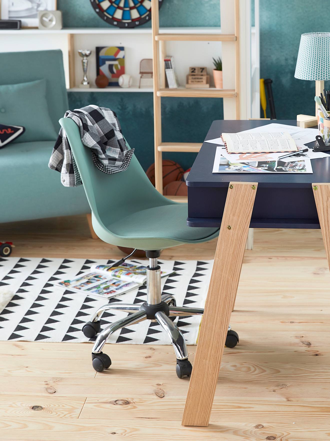 Vertbaudet Kinder Schreibtischstuhl, modernes Design, höhenverstellbar - senfgelb