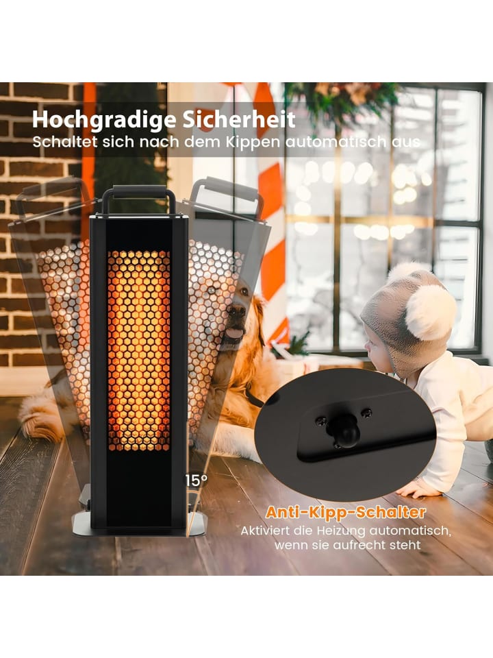 COSTWAY Standheizstrahler doppelseitig in Schwarz günstig kaufen 63 cm