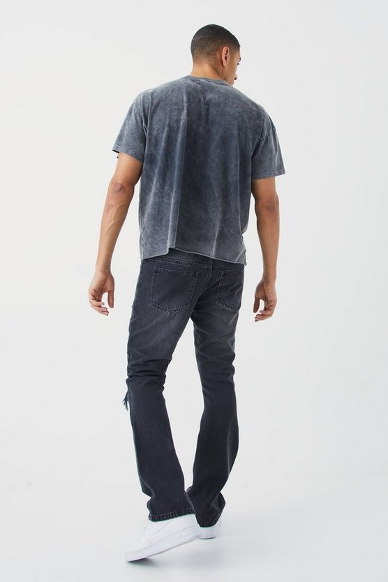 Slim-Fit Schlagjeans mit Rissen