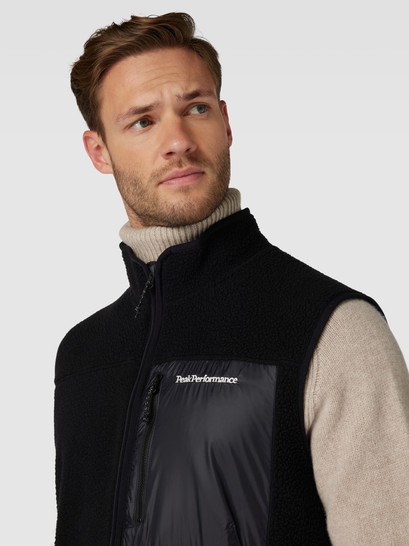 Fleeceweste mit Brusttasche Modell 'Pile' in schwarz