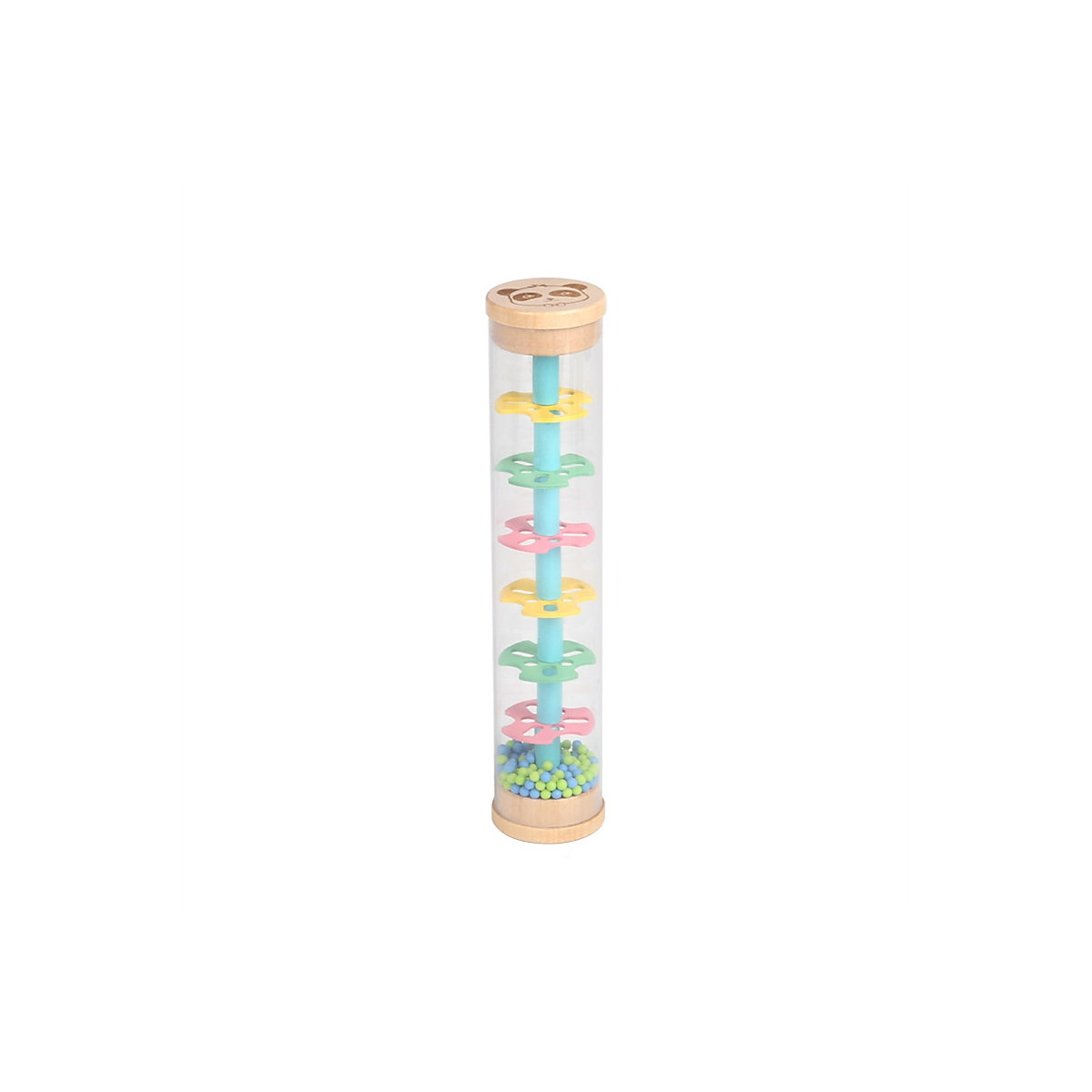 1PCS Rain Sound Tube Musik Früherziehung Musikinstrument Spielzeug 1PCS Regenbogenstab aus Holz für Kinder, simuliert Regengeräusche, Sanduhr-Quietscher Rhythmusinstrumente