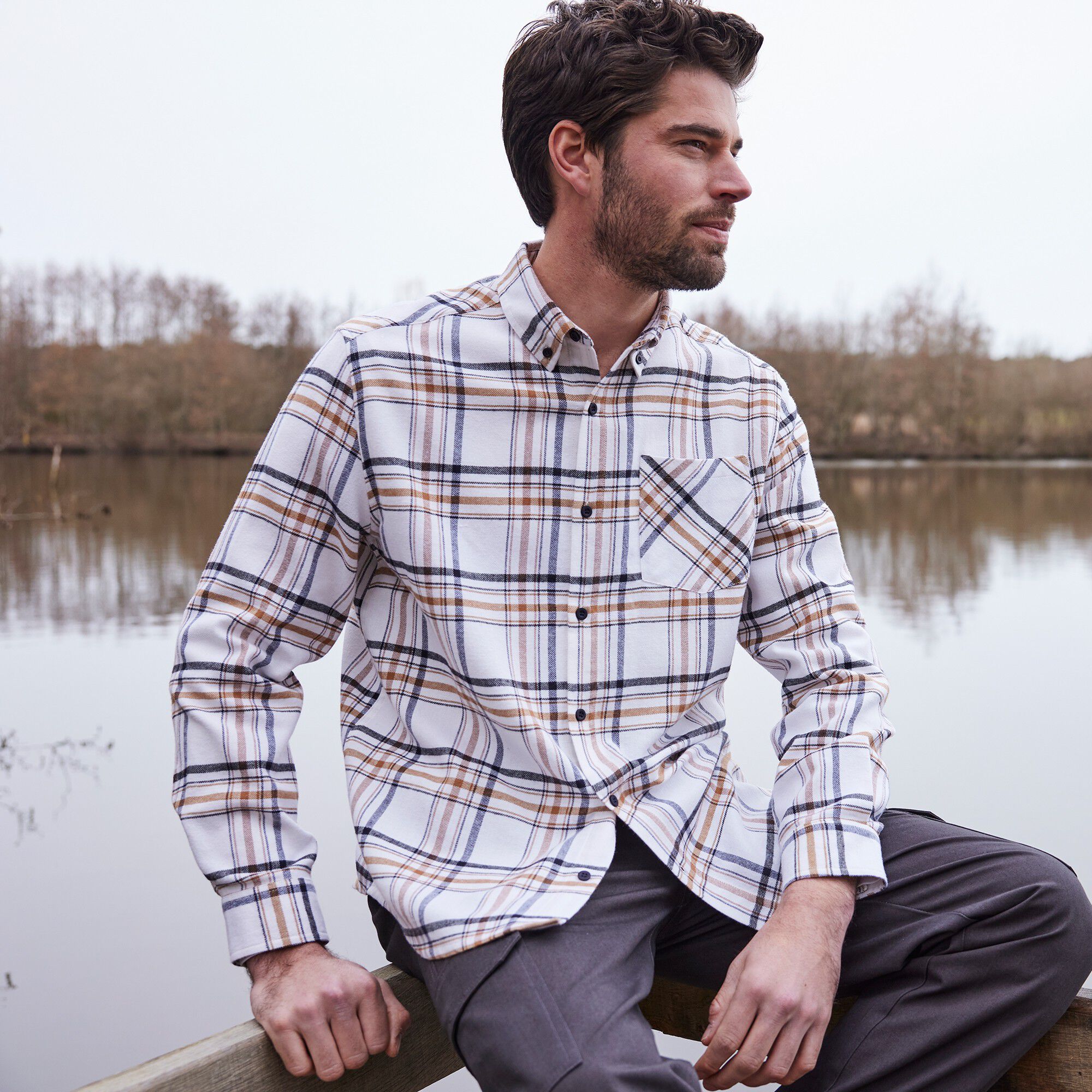 Chemise en flanelle carreaux fils-teints