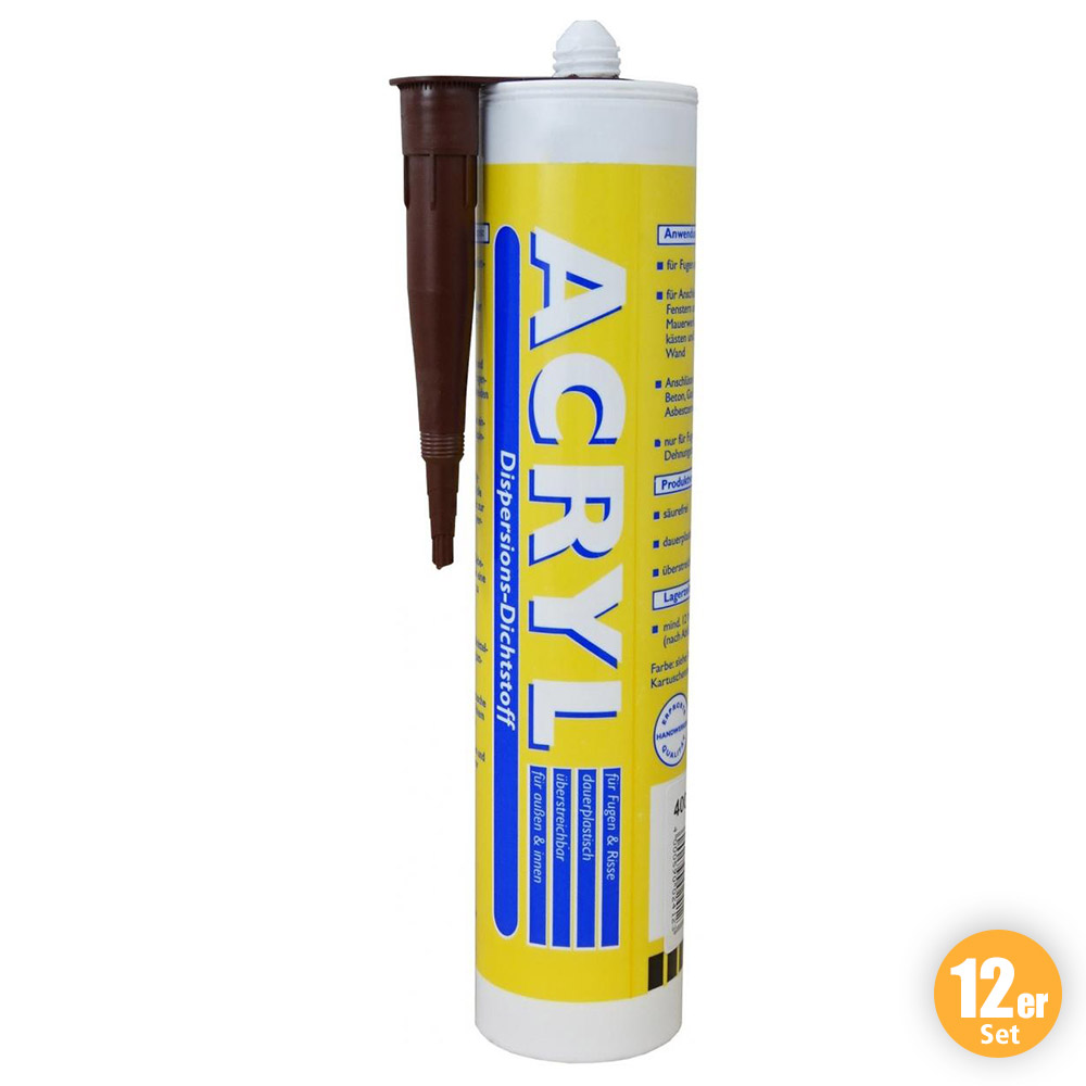 Wilckens Farben Acryl Fugendicht, Braun, 310 ml 12er Set
