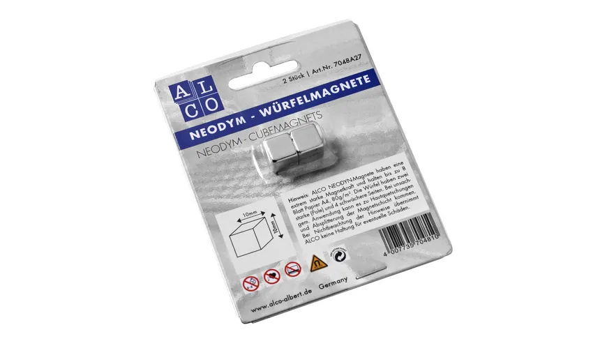 ALCO BKT Magnete Würfel silber 2er-Pack silber