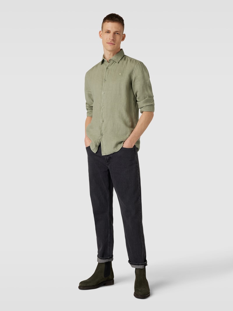 Freizeithemd mit Label-Stitching in lindgrün