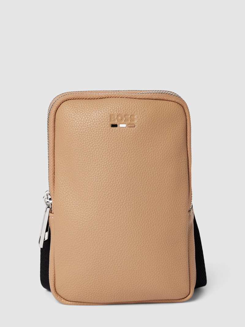Umhängetasche mit Label-Details Modell 'Ray' in beige