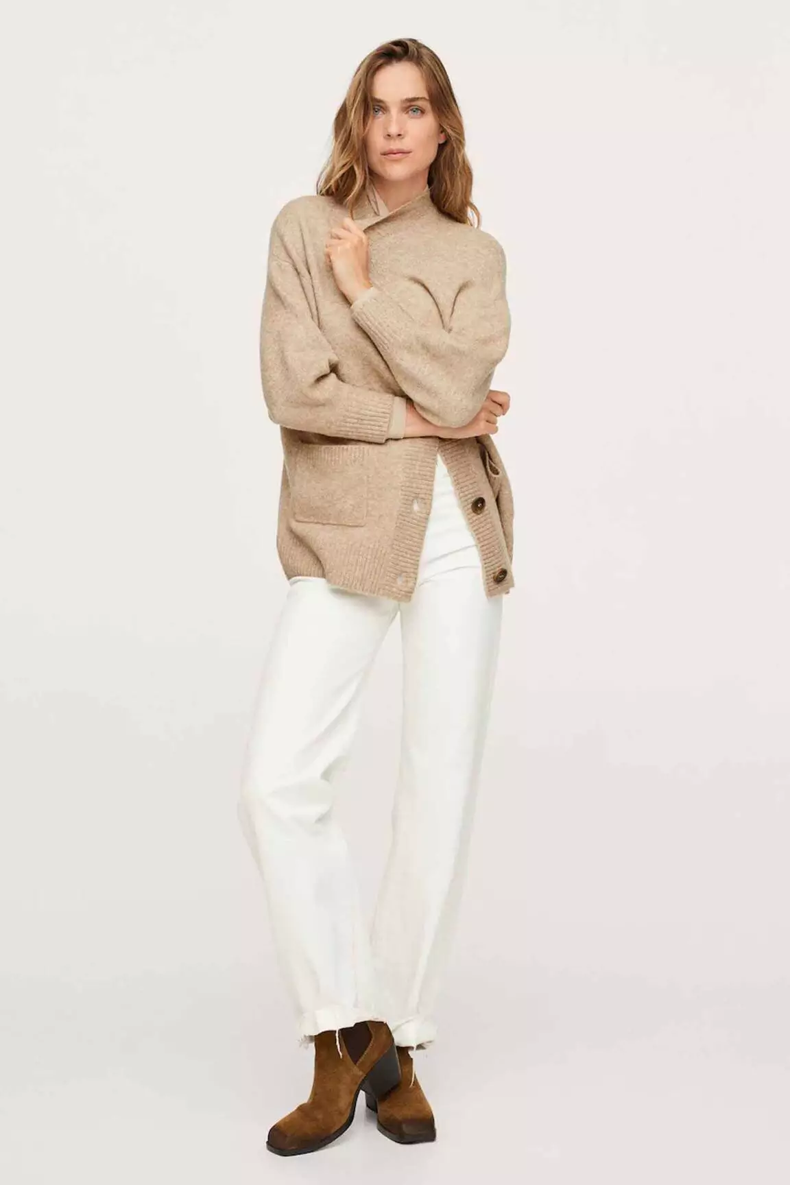Mango Fine Maille Femme couleur beige