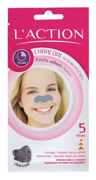 L'Action Charcoal 5 Sebum Patches Mitesser Strips