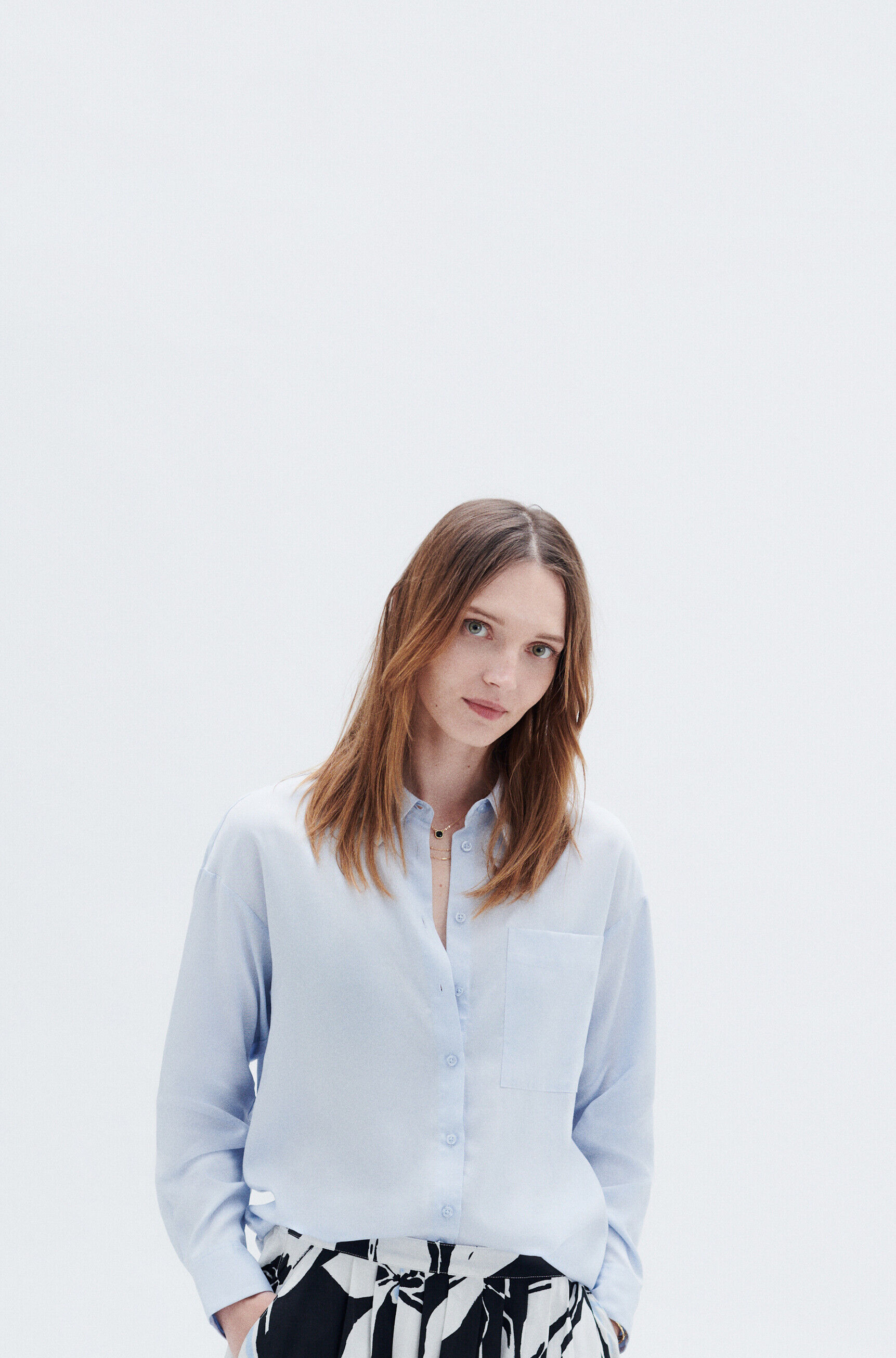 Chemise cabin bleu ciel femme