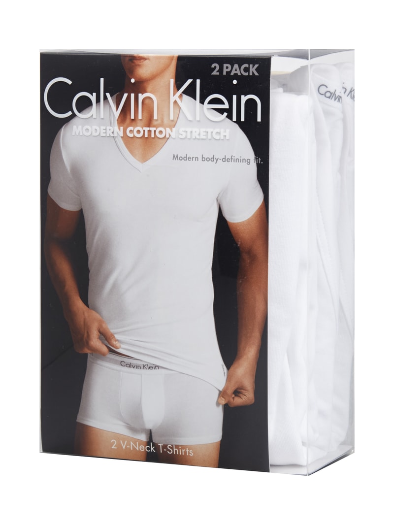 T-Shirts mit V-Ausschnitt - 2er-Pack in weiß