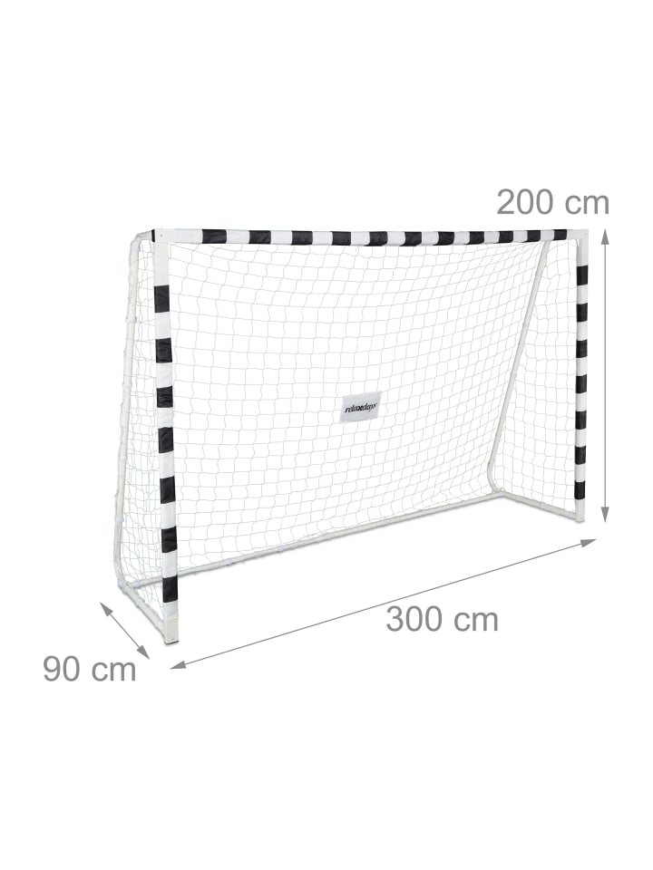 relaxdays Fußballtor in Weiß/ Schwarz - (B)300 x (H)200 x (T)90 cm günstig kaufen onesize