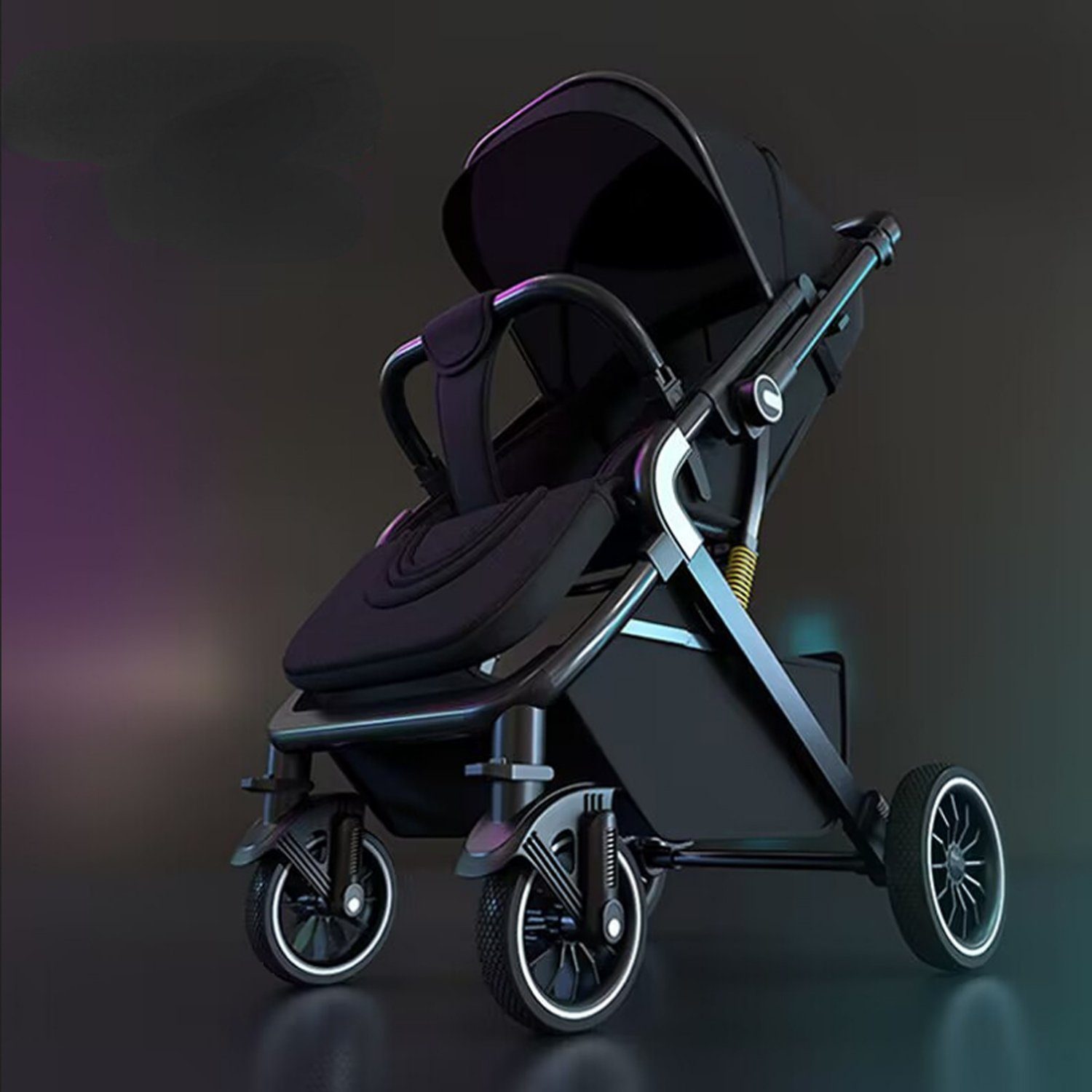 TPFLiving Kinder-Buggy Kinderwagen Buggy Babywanne 5-Punkt-Sicherheitsgurt mit Sonnenschutz, verstellbare Rückenlehne, wendbare Babyschale, Grau