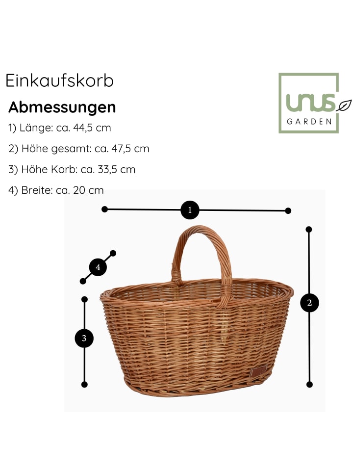 UNUS Einkaufskorb Weidenkorb Henkelkorb in Braun günstig kaufen