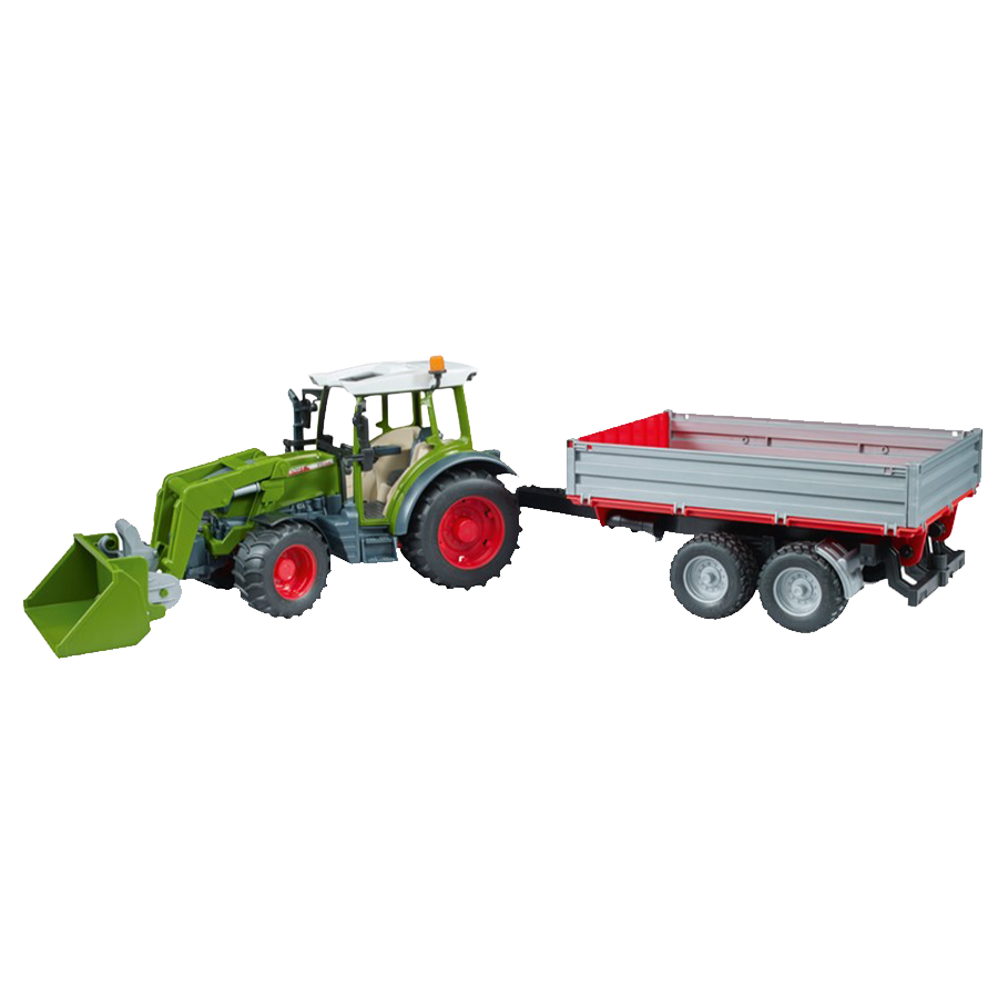 Fendt 211 Vario mit Frontlader und Bordwandanhänger
