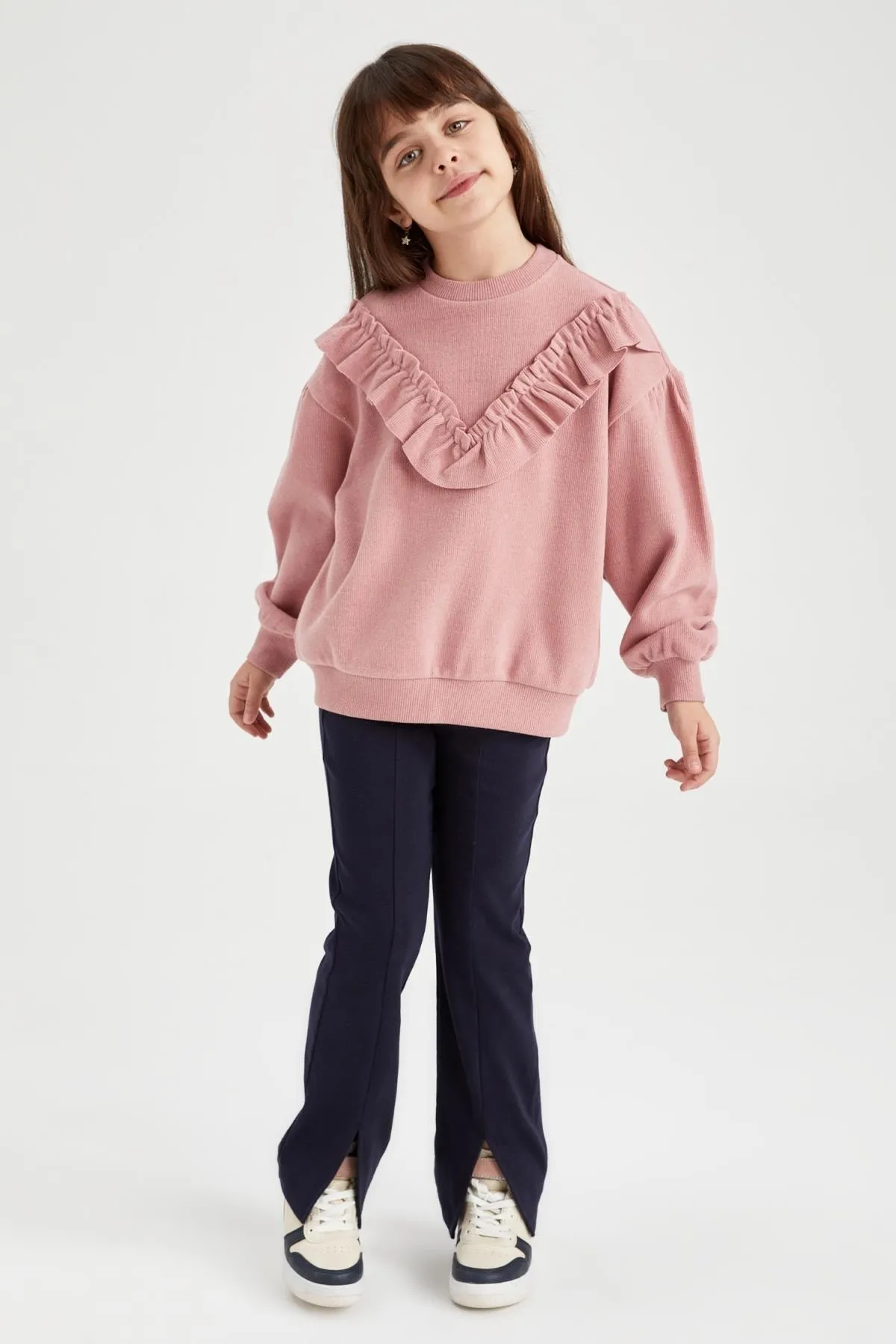 DeFacto  Mädchen-Sweatshirt mit Rundhalsausschnitt