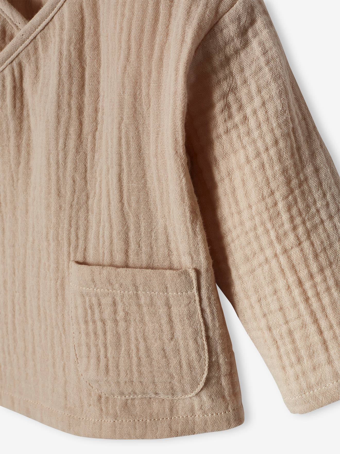 Brassière naissance en gaze de coton bébé personnalisable beige