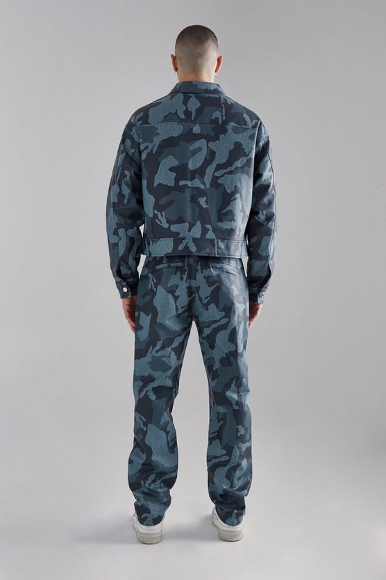 Kastige Camouflage PU Harrington-Jacke