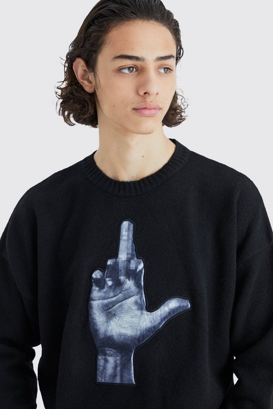 Kastiger Oversize Pullover mit Detail