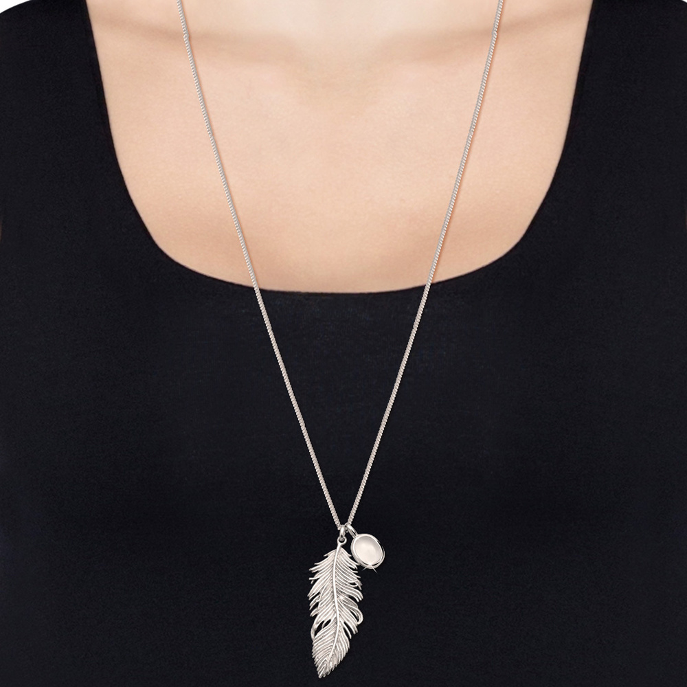 Elli Elli Collier Femme Plume Boho en Argent Sterling 925 collier