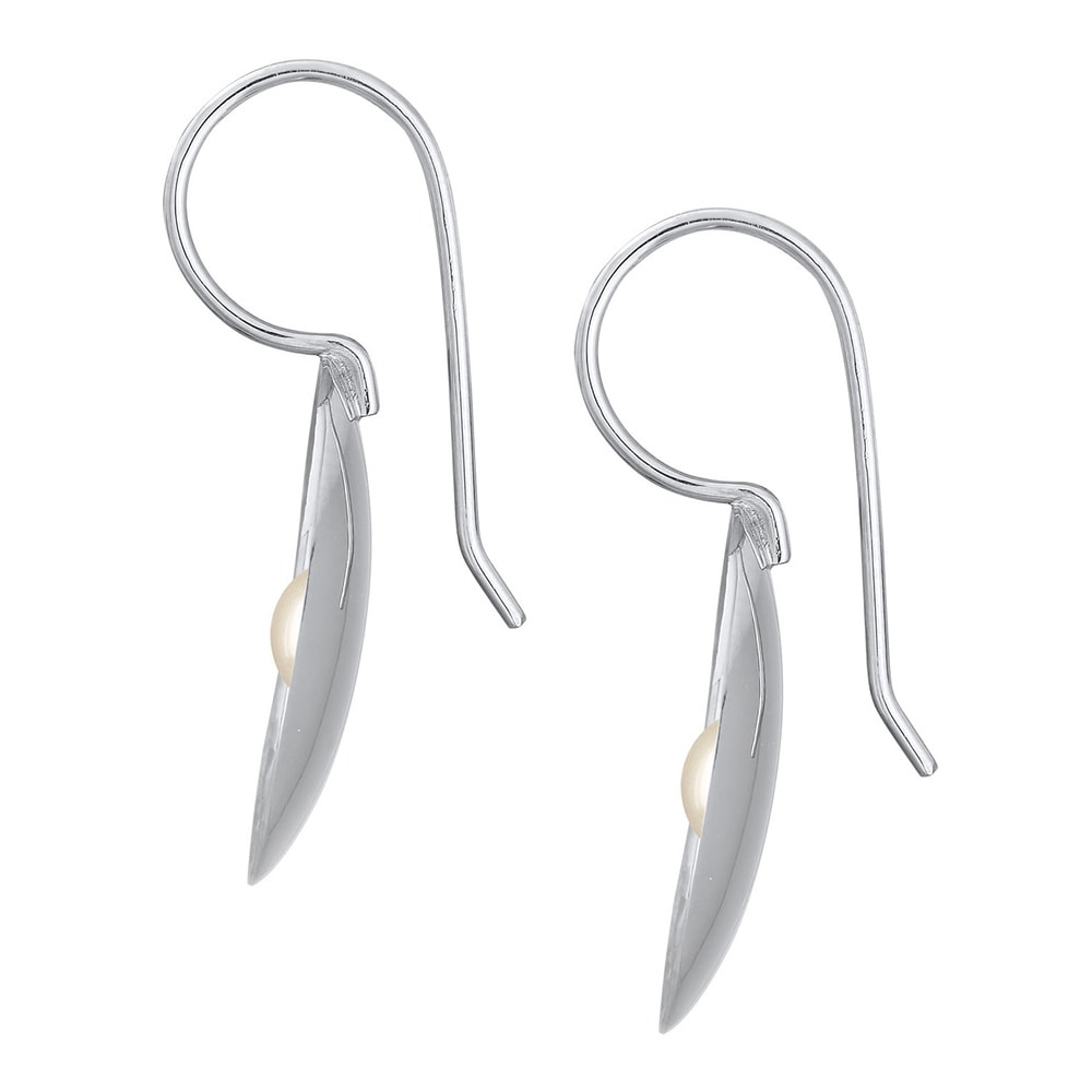Nenalina Nenalina Boucles d'Oreilles Hänger Muschelkernperle Geo Brushed 925 Silber Boucles d'oreilles