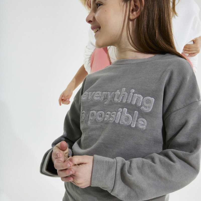 Sweat gris CONFETTI pigments naturels mixte