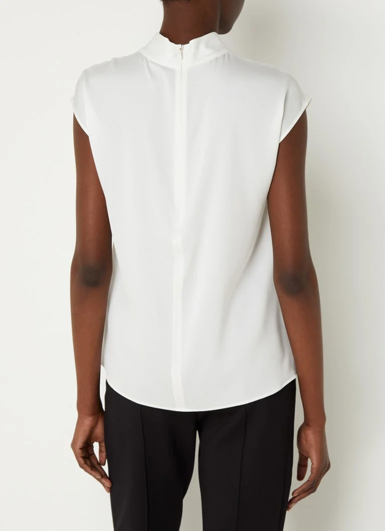 HUGO BOSS Bidriz silk top with stand-up collar