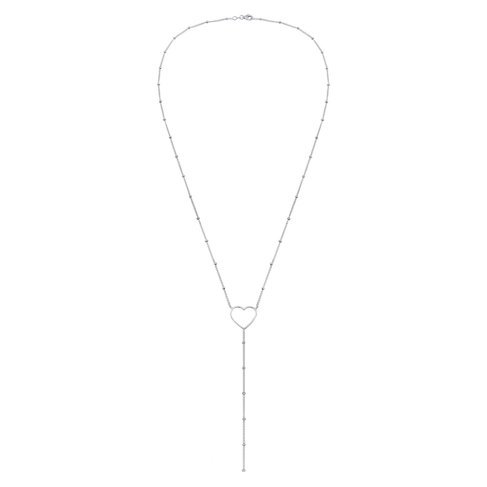 Elli Elli Collier Femmes chaîne en Y cœur boules en argent sterling 925 plaqué or collier