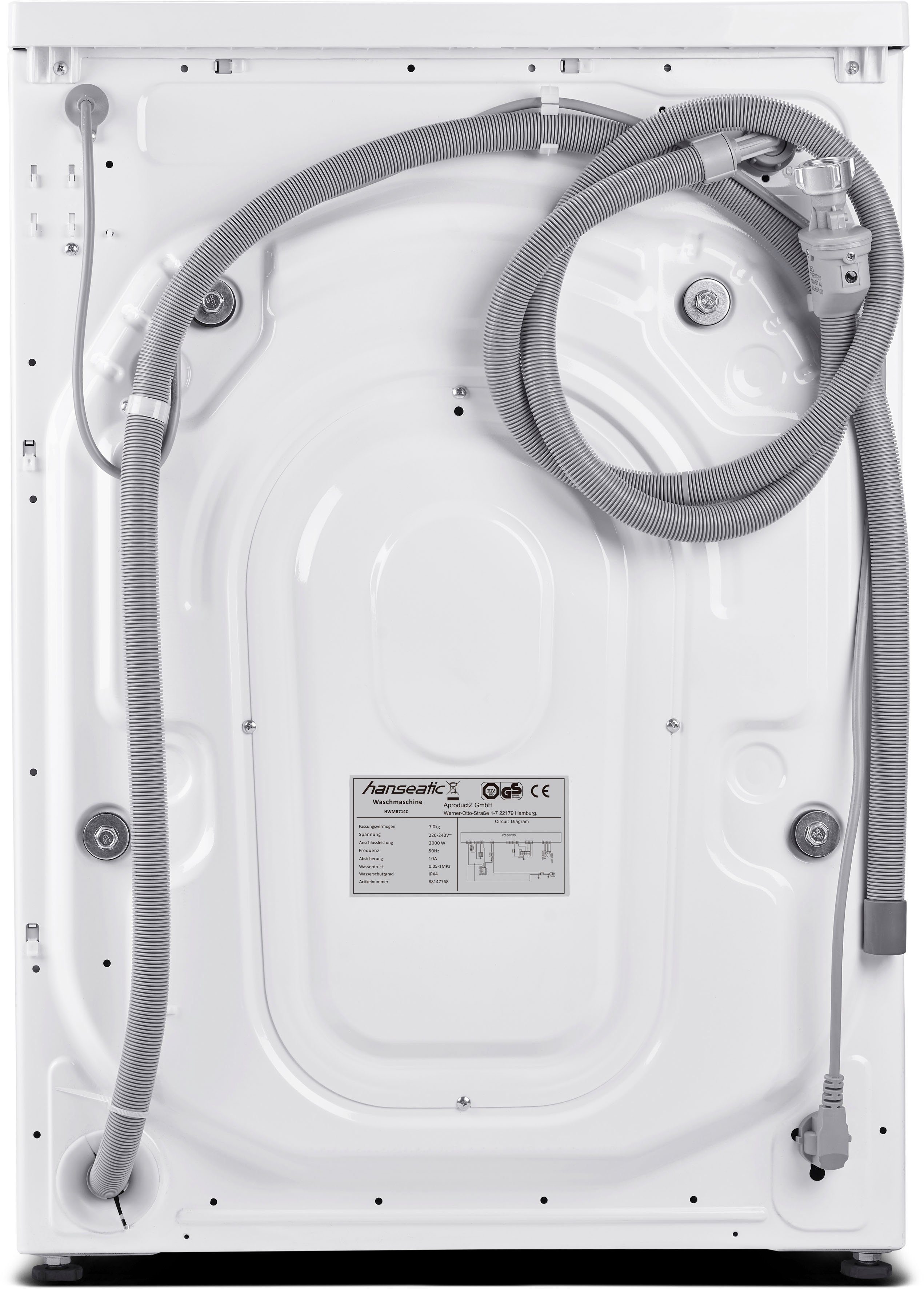 Hanseatic Waschmaschine HWMB714C, 7 kg, 1400 U/min, Startzeitvorwahl, Nachlegefunktion