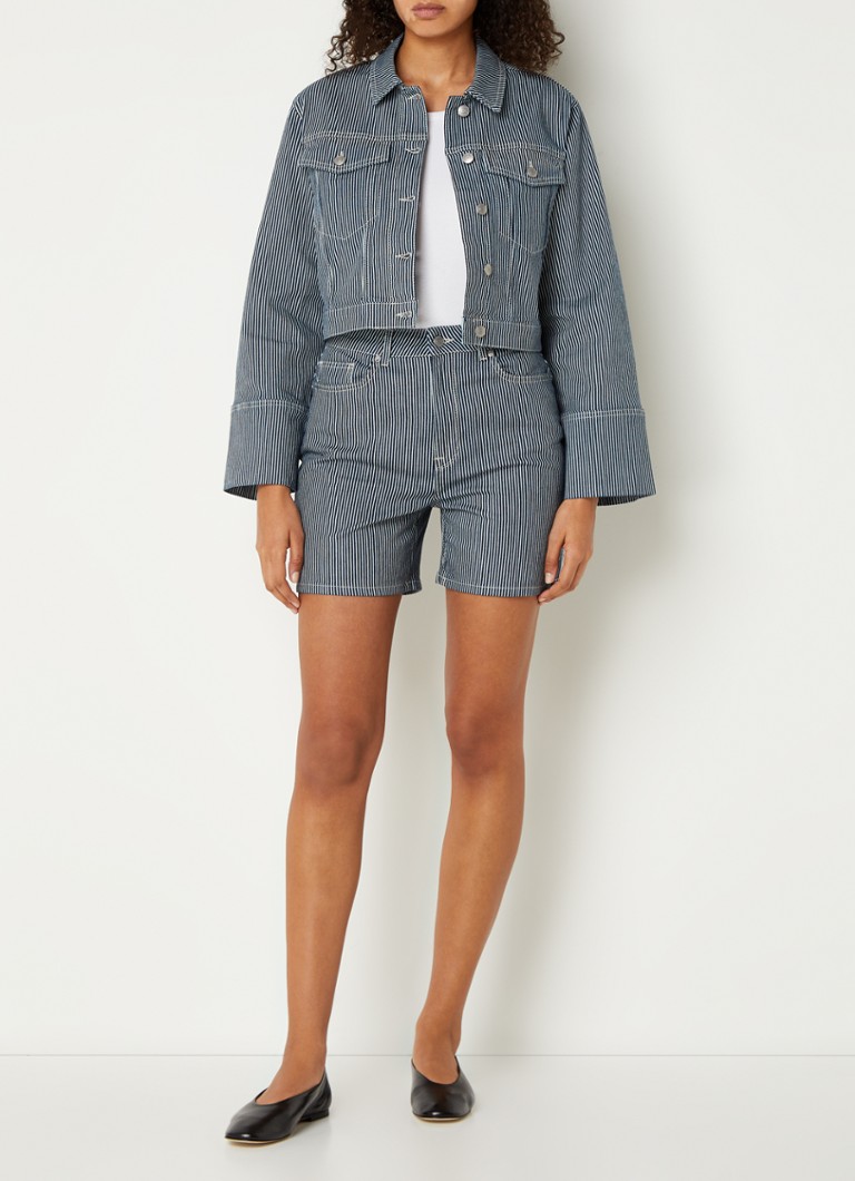 Jachetă scurtă din denim Myra de la Selected Femme, cu dungi imprimate.