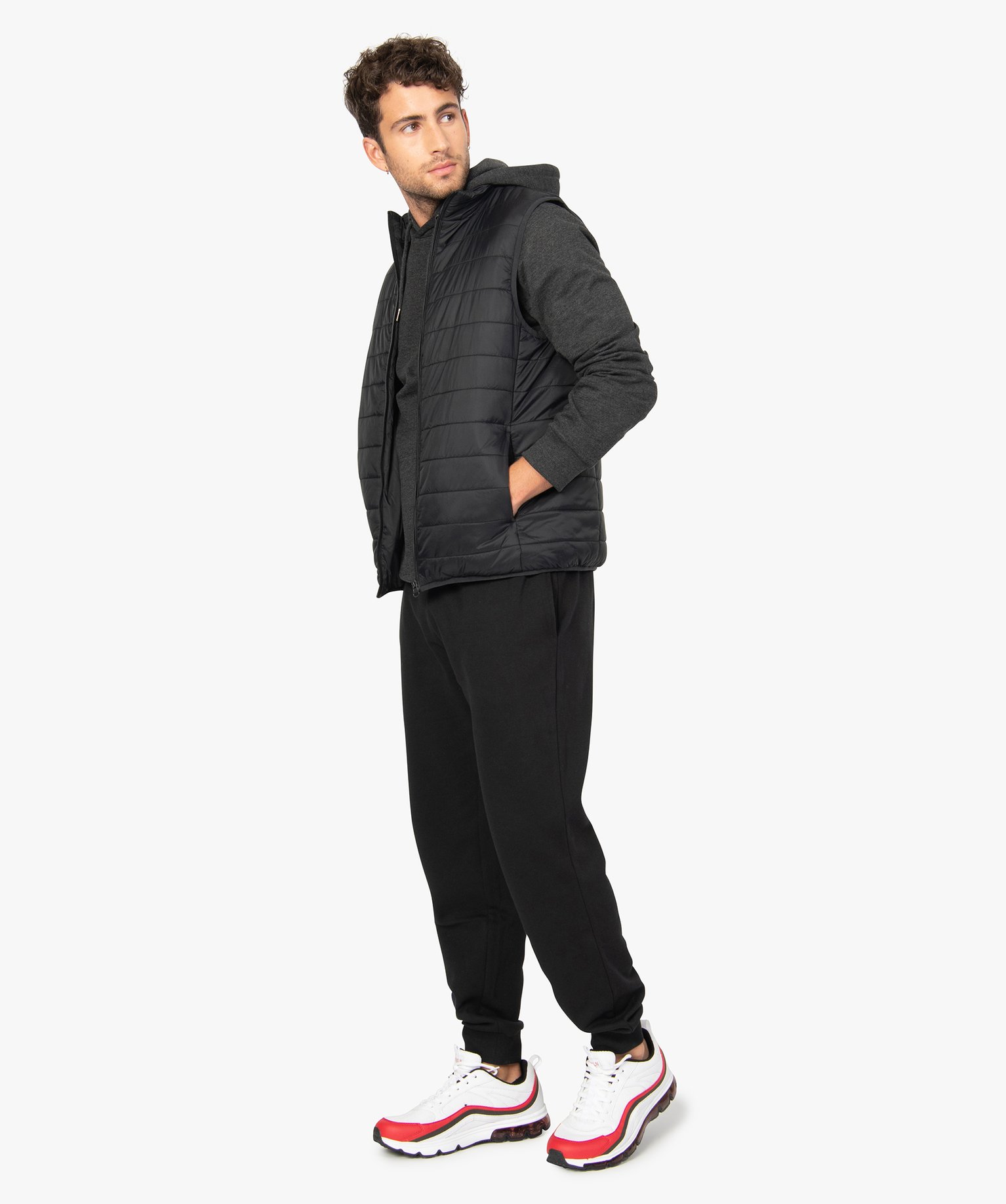 Sweat homme à capuche avec poche kangourou gris fonce | GEMO