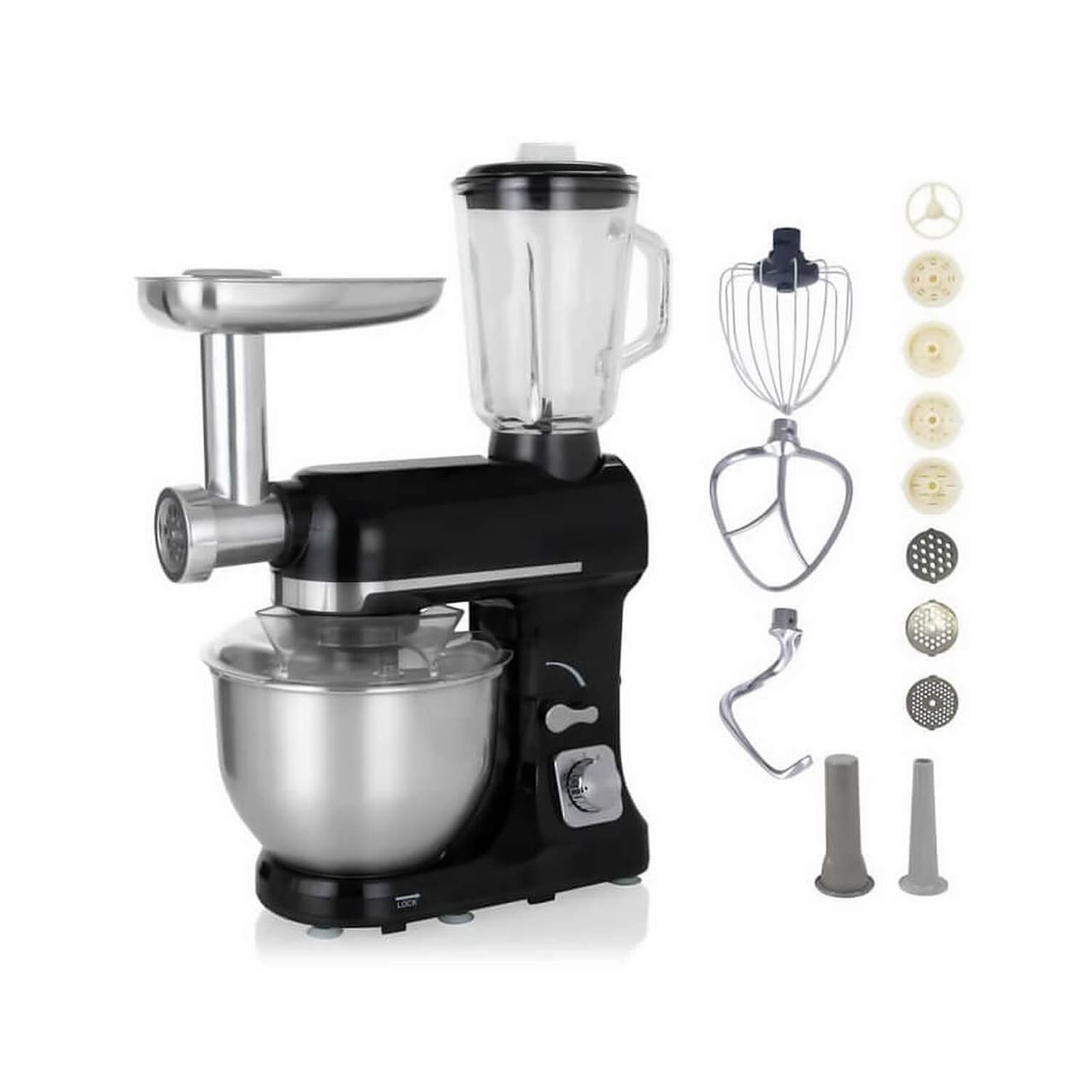 Topmatic Schwarz Multifunktion Mixer 1800W Teigmaschine Fleischwolf