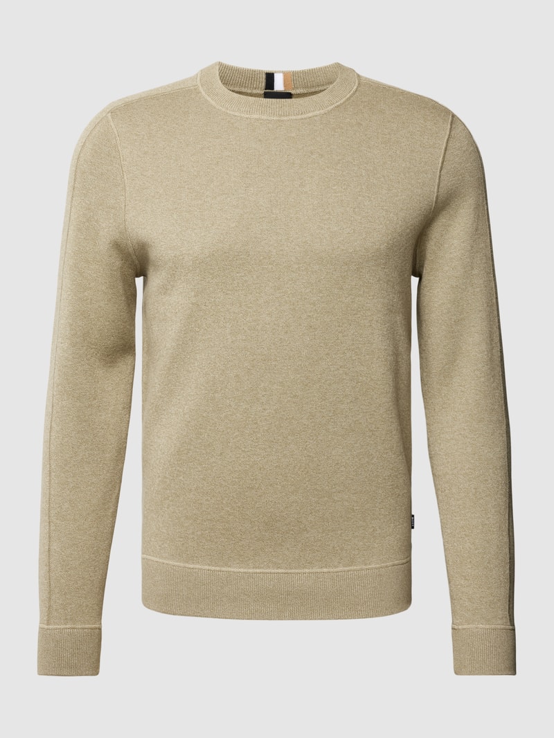 Strickpullover mit Rundhalsausschnitt Modell 'Onore' in schilf