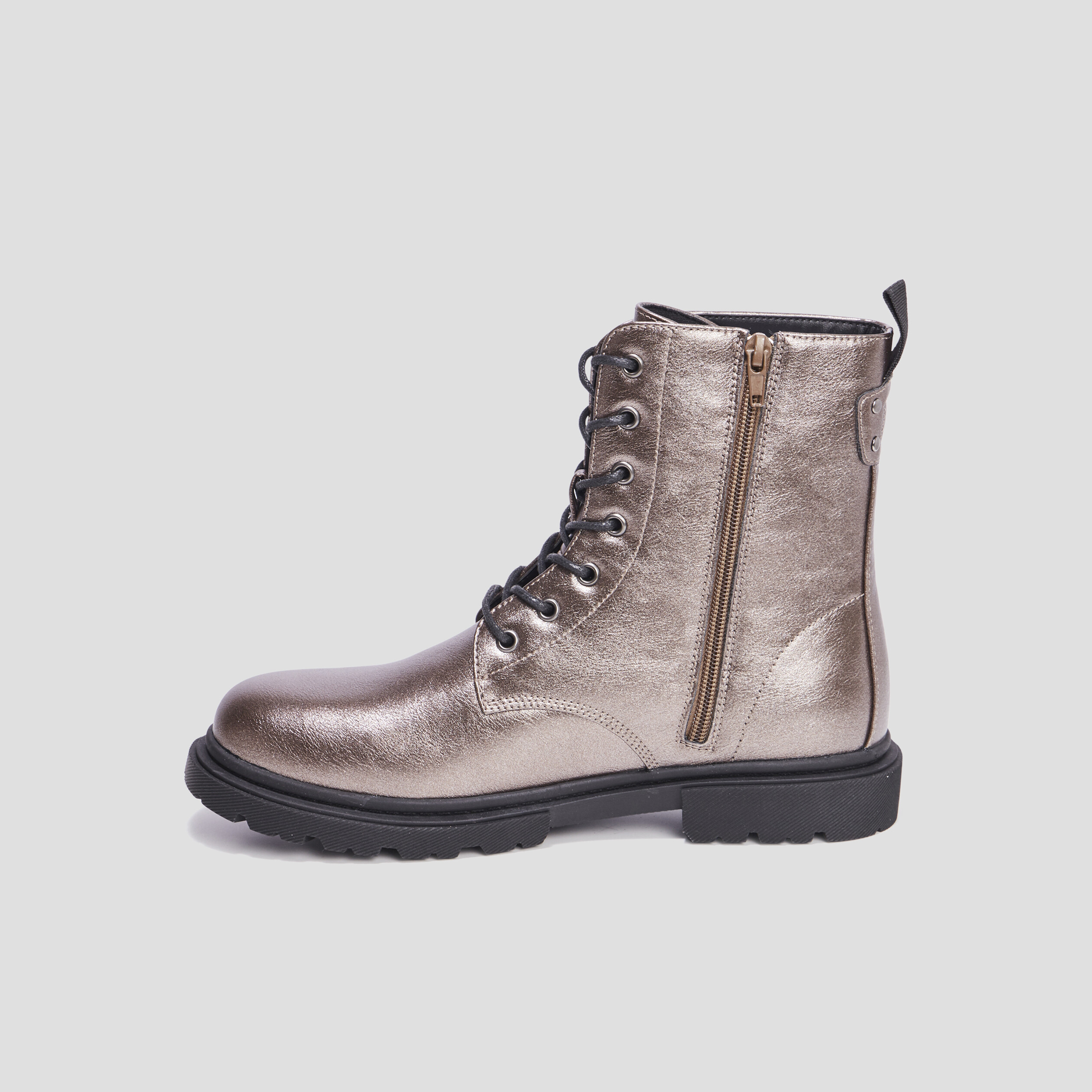 Bottines zippées à lacets gris argent femme | La Halle