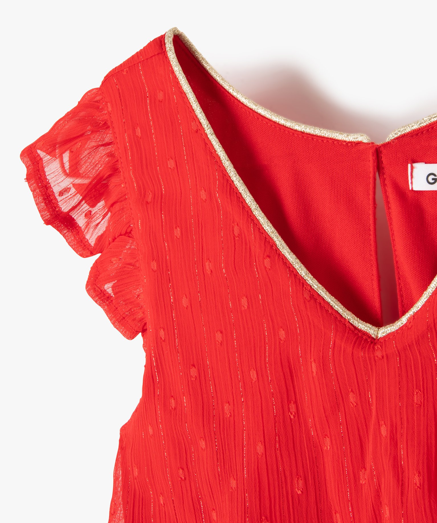 Combishort fille en voile scintillant effet 2-en-1 rouge | GEMO