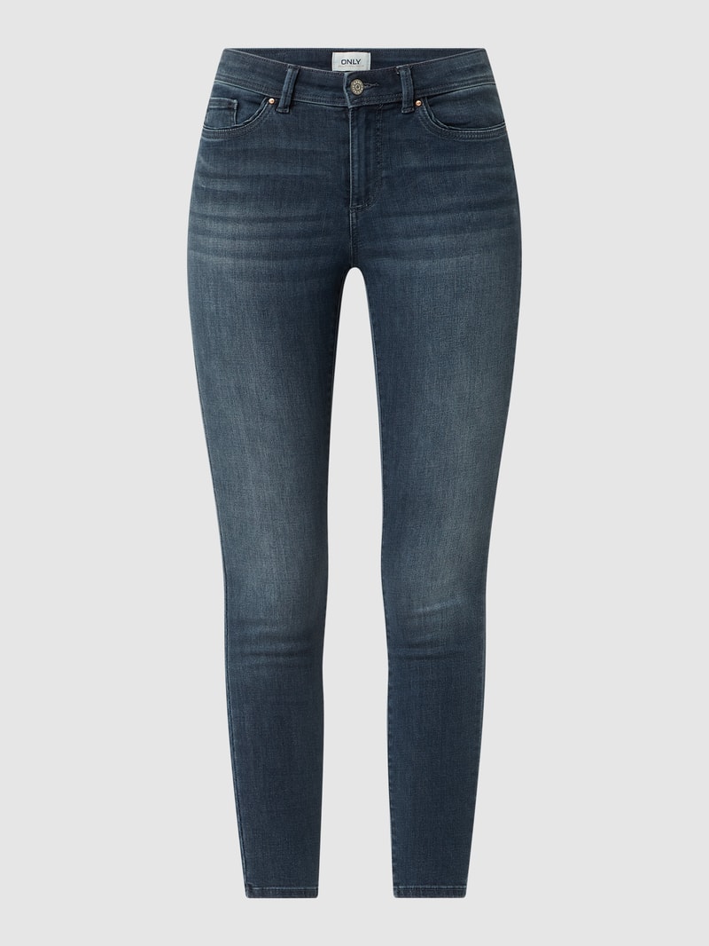 Skinny Fit Mid Waist Jeans mit Stretch-Anteil Modell 'Wauw' in dunkelblau