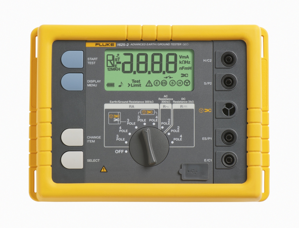 El comprobador de puesta a tierra geotérmica Fluke 4325162 1625-2 mide sin electrodos.