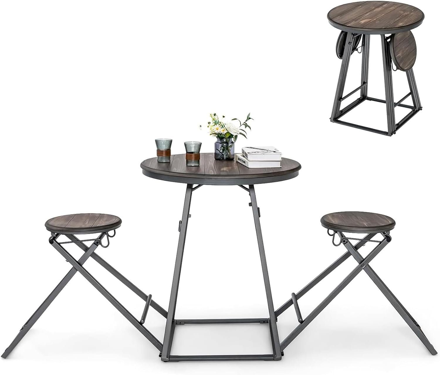 KOMFOTTEU Bartisch Bistrotisch (Set), mit 2 Trennbaren Klappstühlen