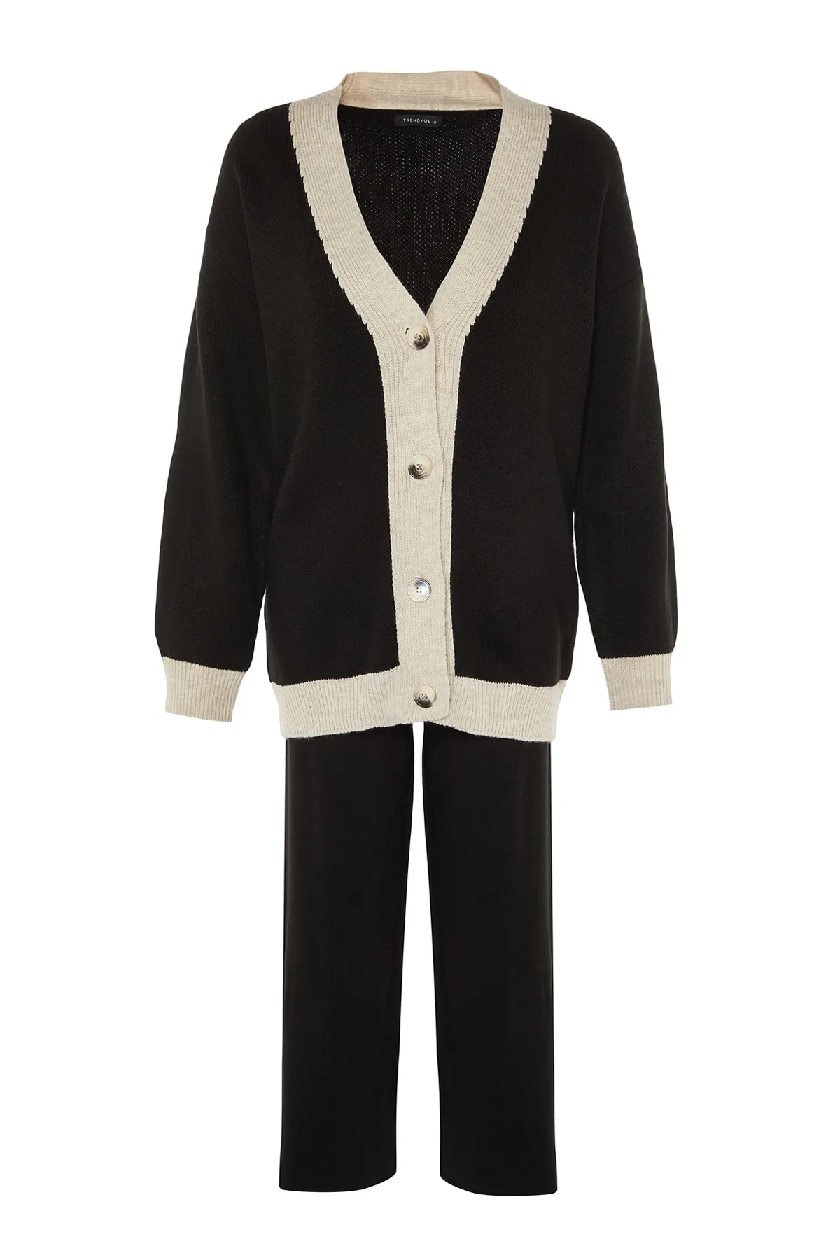 Trendyol Modest  Strickset mit Cardigan und Hose in Steinoptik mit Streifendetail TCTAW22AU0156