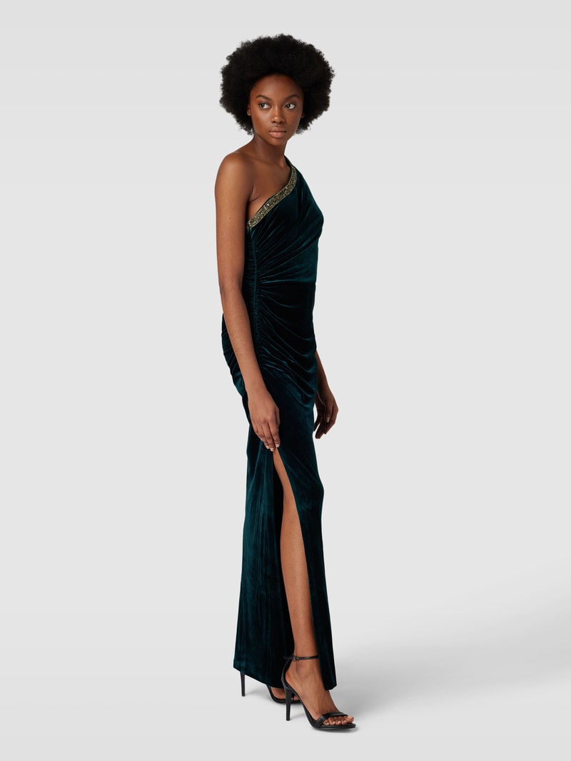 Abendkleid mit One-Shoulder-Träger in smaragdgrün