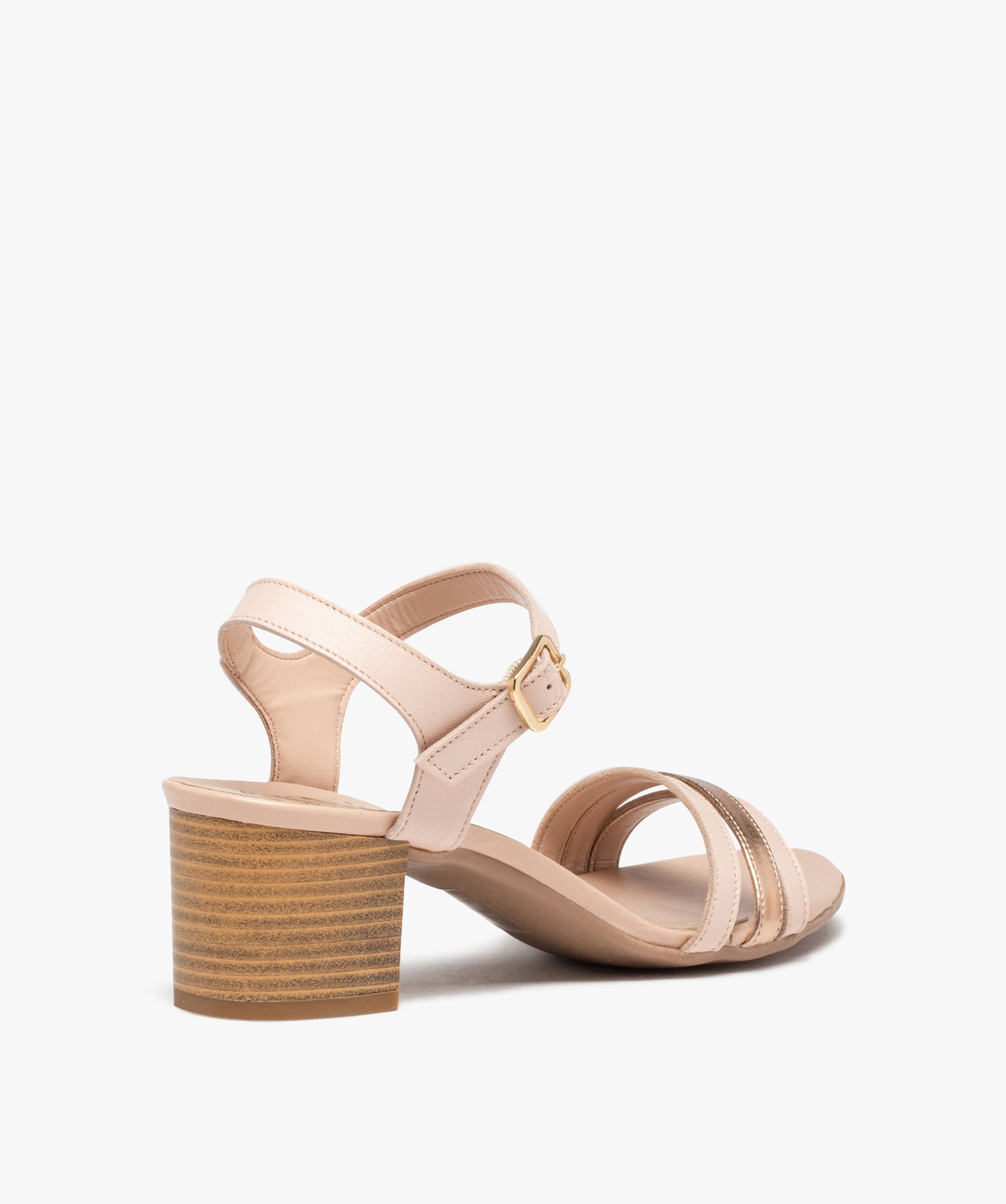 Sandales femme à talon dessus fines brides cuir - Tanéo rose | GEMO