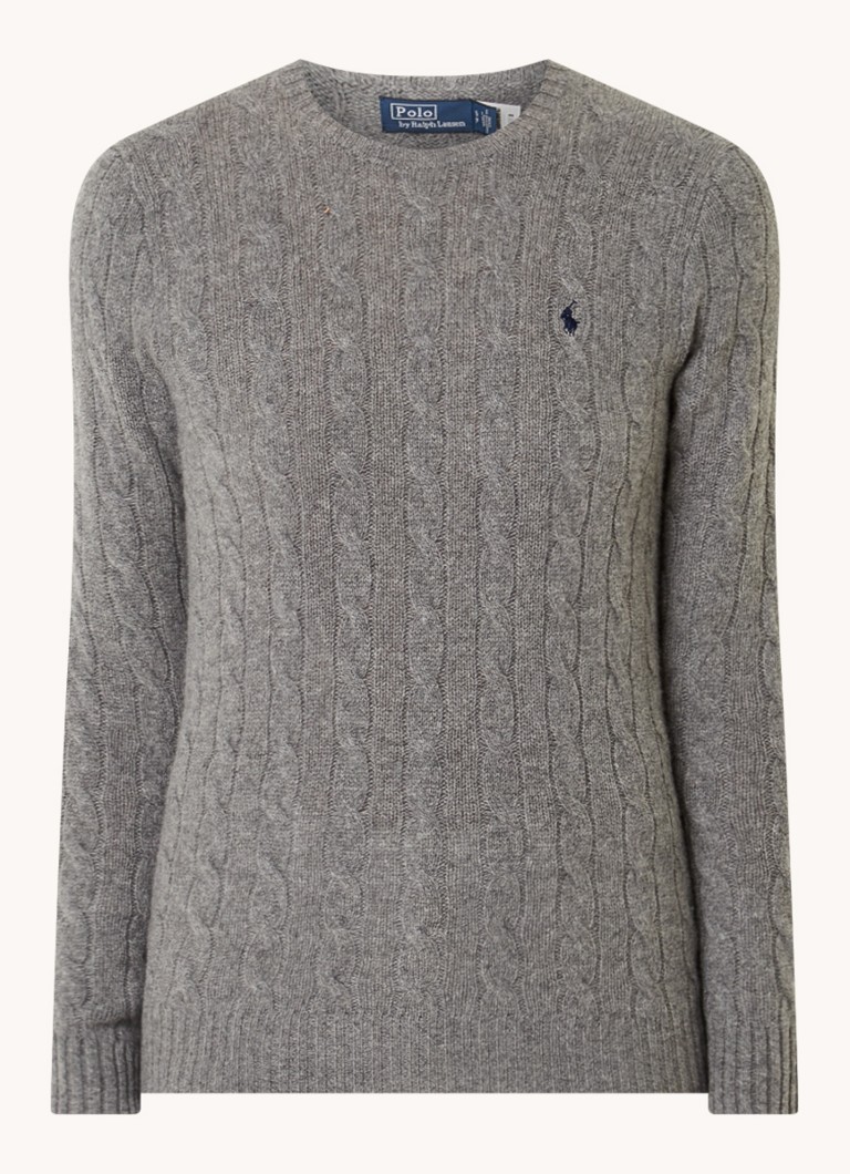 Ralph Lauren Julianna cable-knit pullover in cashmere blend with logo embroidery