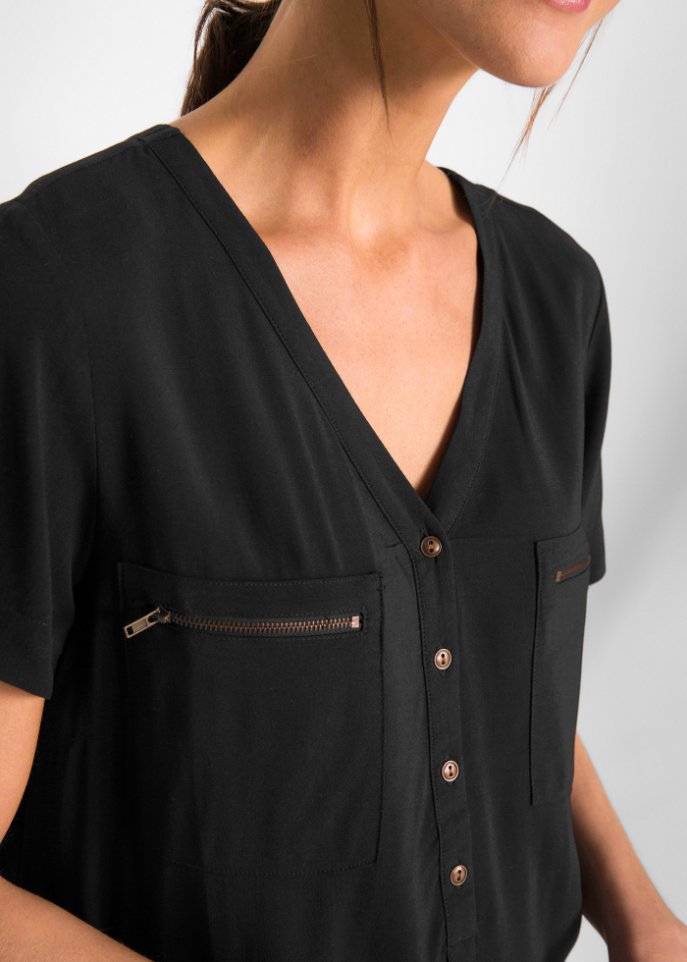 Viskose Bluse, Kurzarm