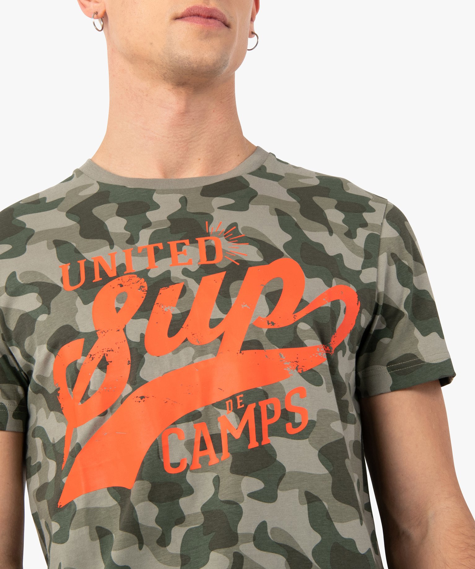 Tee-shirt homme imprimé camouflage – Camps United kaki | GEMO