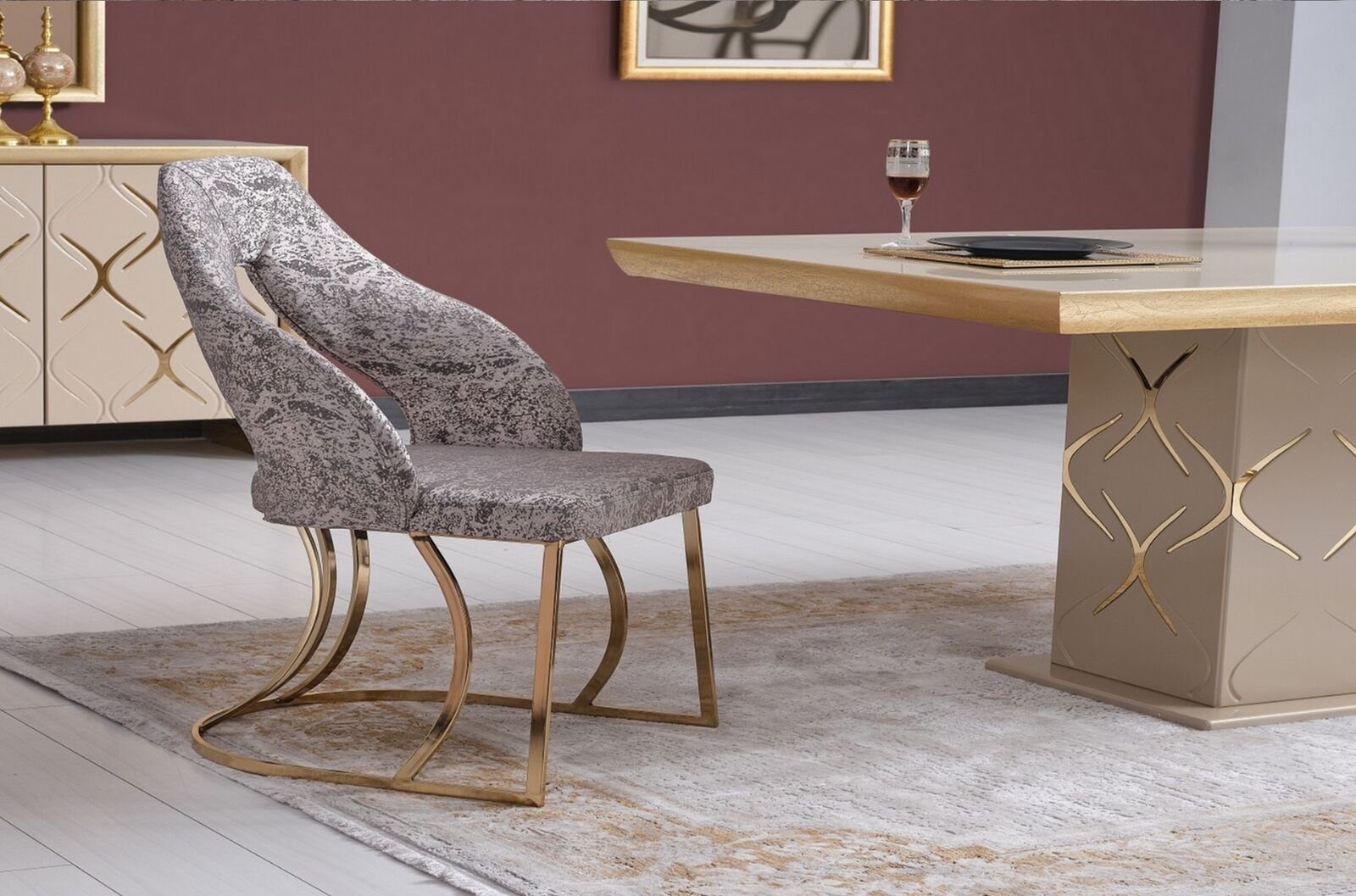 JVmoebel Wohnzimmer-Set Luxus Esszimmer Set Esstisch 4x Stühle Tisch Esstische Essgruppe 5tlg, (5-St), Made in Europa