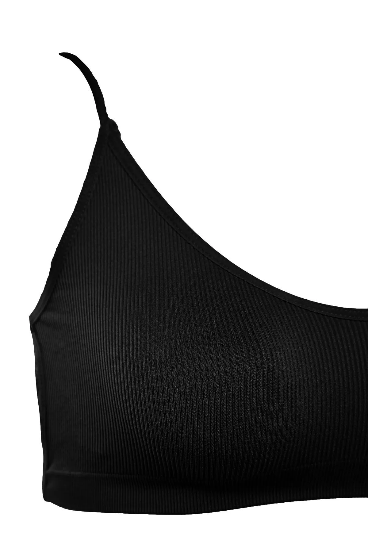 Trendyol Collection  Schwarzer nahtloser/nahtloser Bralette-Strick-BH mit Seilträgern auf der Rückseite THMAW23SU00130