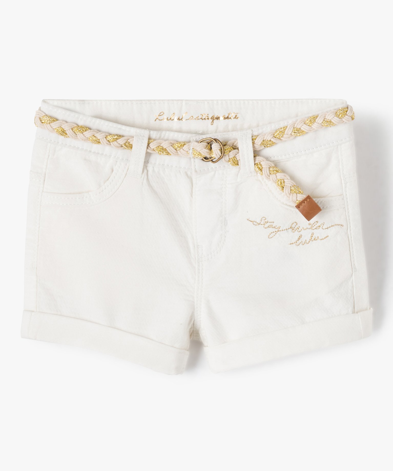 Short bébé fille avec ceinture pailletée – LuluCastagnette ecru | GEMO