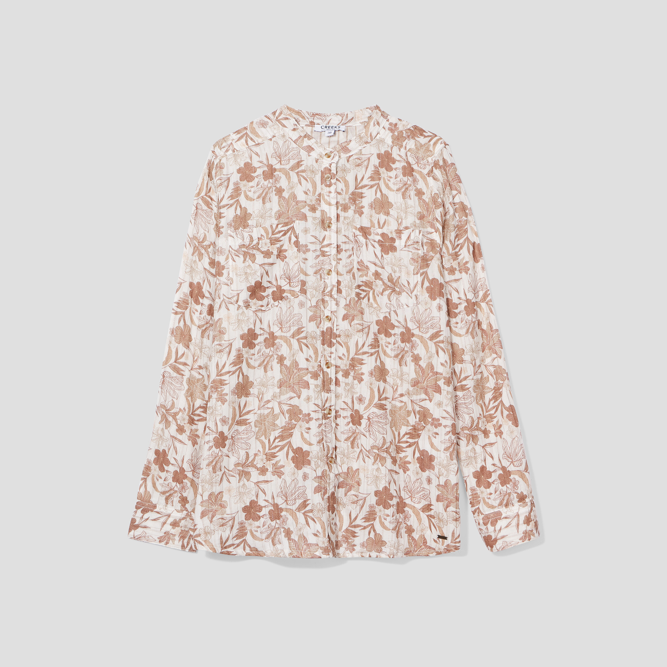 Chemise manches longues col mao creme femme | La Halle