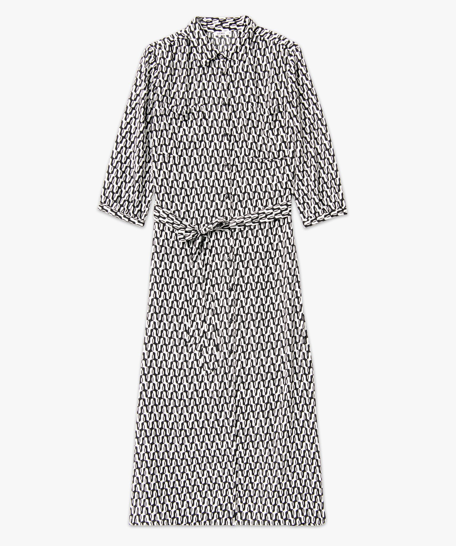 Robe chemise longue à manches 3/4 femme imprime | GEMO